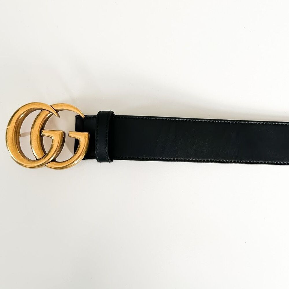 Gucci GG Marmont Wide Belt Size 70 Black Leather Authentic - Picture 2 of 6